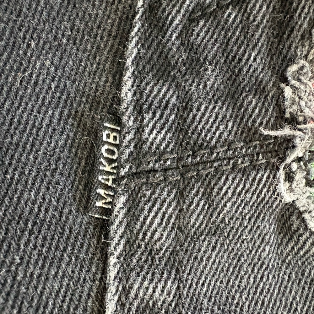Men’s Makobi Biker Black Jeans Rose Embroidery Zip Detail Sz. 32x32 - Picture 15 of 16